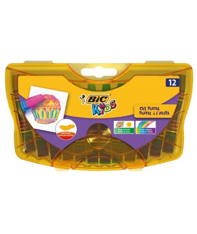 Kredki pastelowe olejne BIC KIDS 12 kolorów w plastikowym pudełku