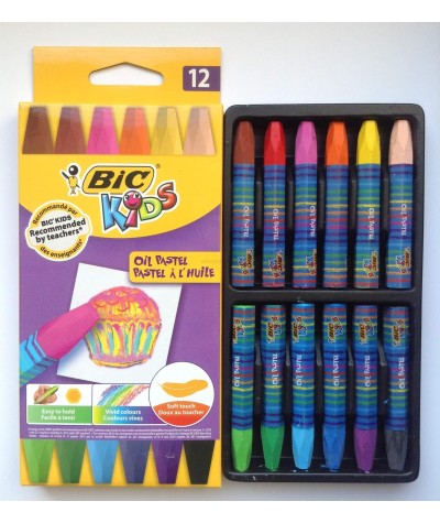 Kredki pastelowe olejne BIC KIDS 12 kolorów w kartoniku