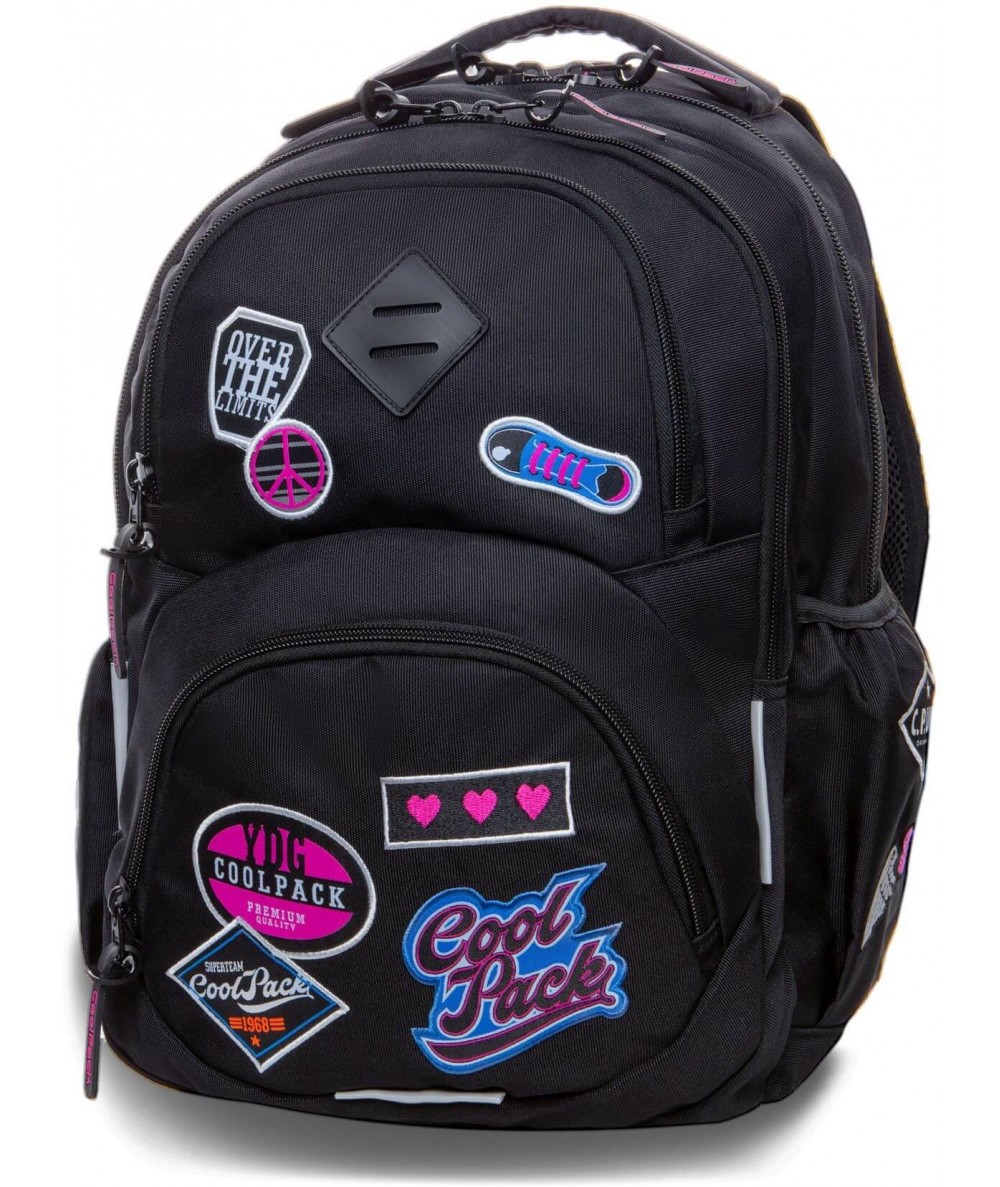 Plecak z naszywkami CoolPack CP DART GIRLS BADGES BLACK czarny z naszywkami