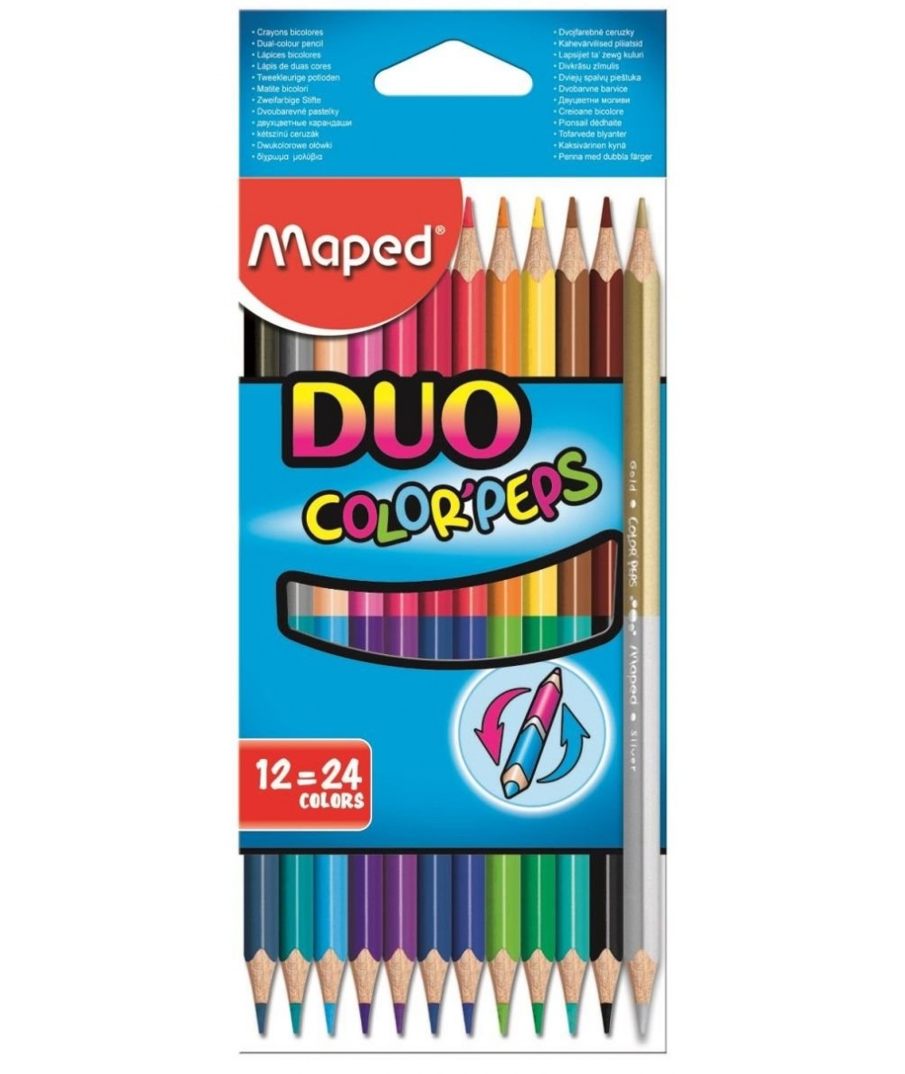 Kredki Maped Duo Color Peps dwustronne 12szt 24 kolory