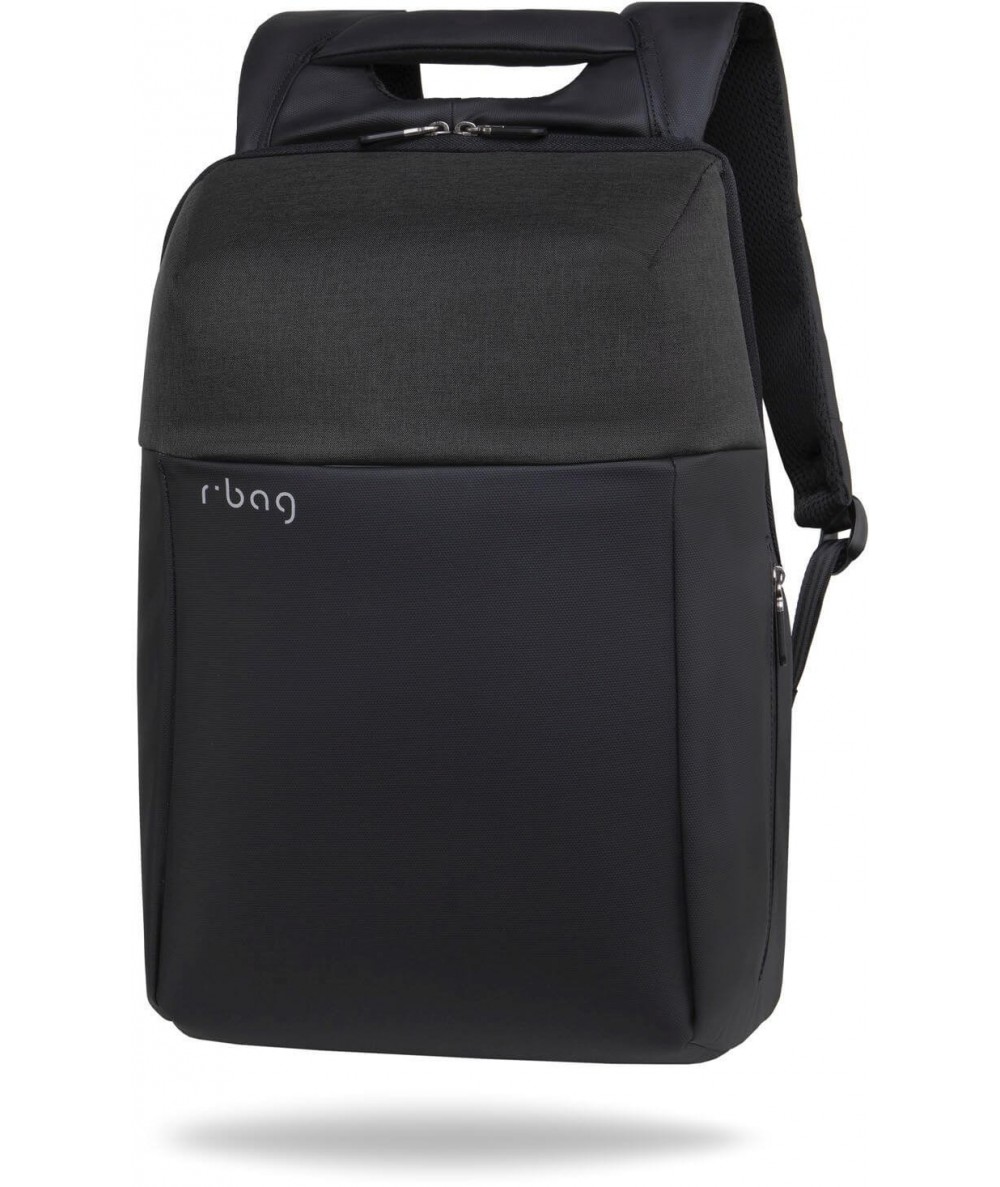Plecak antykradzieżowy męski na laptopa 15,6" r-bag Fort Black czarny z USB na walizkę