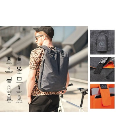 Modny plecak na laptopa 15,6" szary modny r-bag Hopper Gray