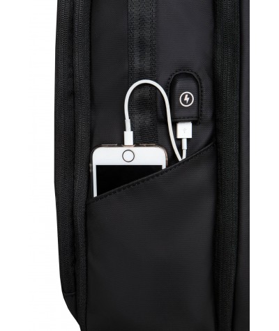 Plecak na smartfon do pracy biznesowy męski na laptopa 15,6" czarny r-bag Forge Black