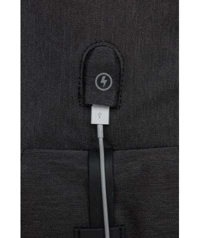 Plecak z USB kostka męski miejski na laptopa 15,6" czarny r-bag Packer Black