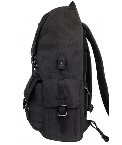 Plecak kostka męski z klapą miejski na laptopa 15,6" czarny r-bag Packer Black