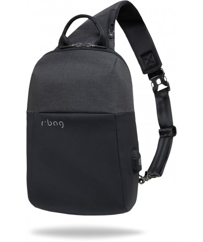 Plecak na jedno ramię męski miejski r-bag Magnet Black czarny z USB