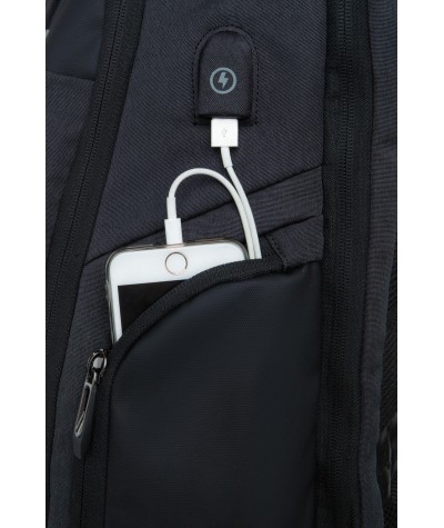 Plecak antykradzieżowy z USB r-bag Drum Black podróżny