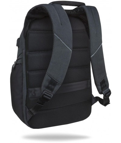 Plecak męski z usztywnianymi plecami r-bag Drum Black podróżny z USB