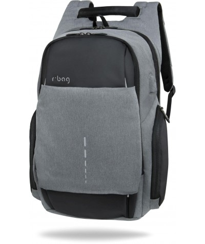 Plecak męski na laptopa 15,6" r-bag Drum Black szary z USB bagaż podręczny