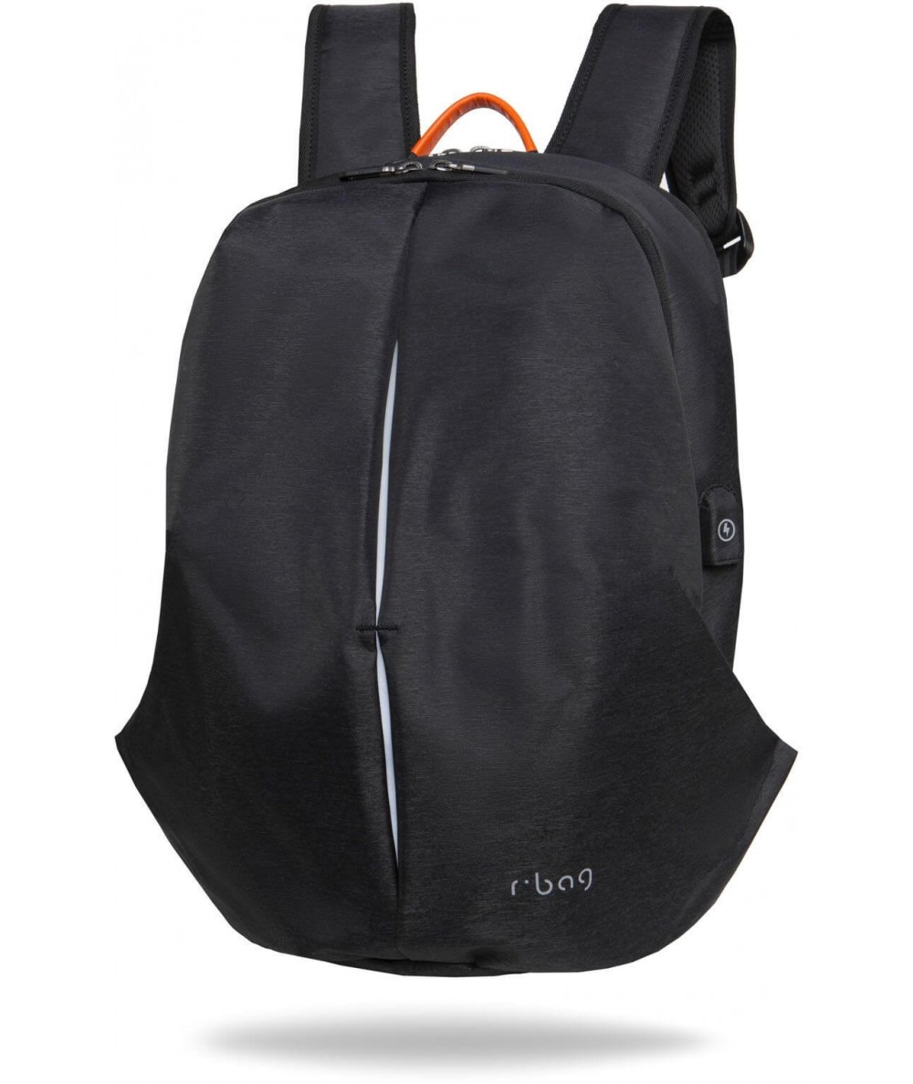 Plecak męski na laptopa 15,6" r-bag Kick Black czarny z USB podróżny