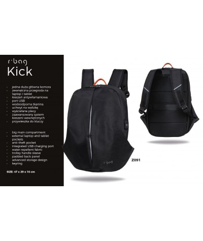 Czarny plecak męski czarny na laptopa 15,6" r-bag 