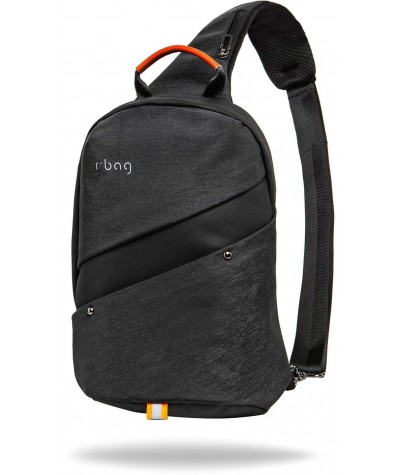 Plecak na jedno ramię męski mały r-bag Slim Black czarny z USB