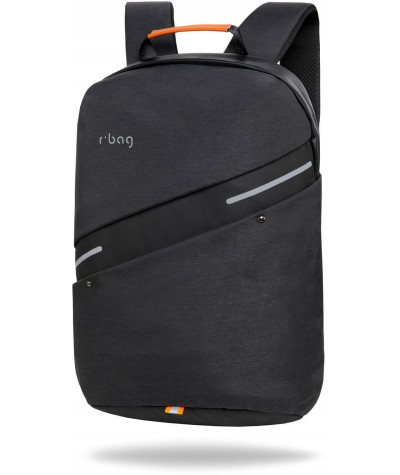 Czarny plecak męski na laptopa 15,6" antykradzieżowy z USB r-bag Bunker Black na walizkę