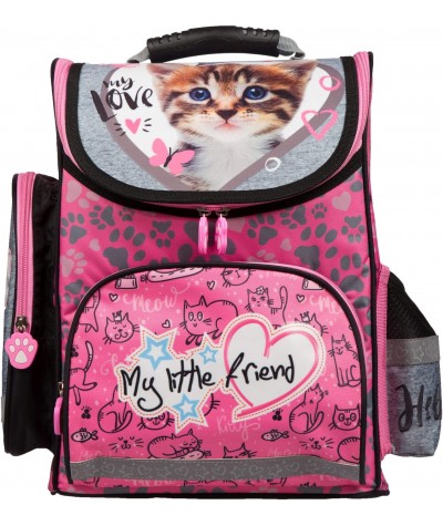 Plecak z kotem plecaki z kotem plecaki z kotkiem różowo-szary tornister dla ucznia MY LITTLE FRIEND