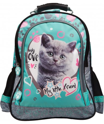 Miętowy plecak koty plecak kot dla dziewczynki plecaki koty My Little Friend