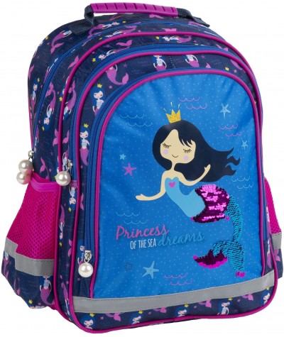 Plecak z cekinową syreną szkolny SYRENA niebiesko-różowy