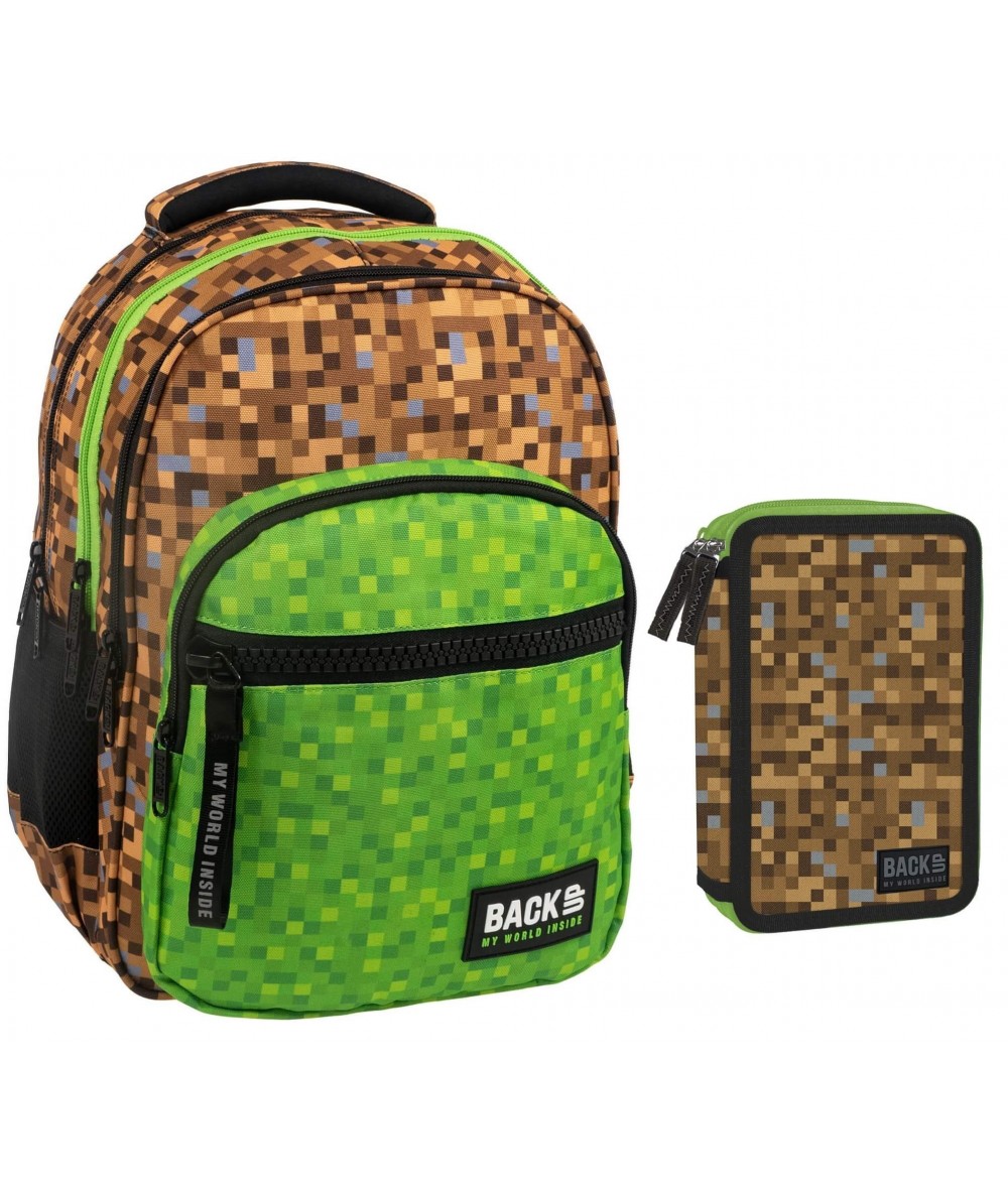 Zestaw szkolny plecak + piórnik dla fana Minecrafta BackUP Game