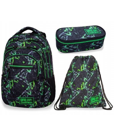 Zestaw szkolny plecak piórnik worek CoolPack Electric Green zielony 3 el.