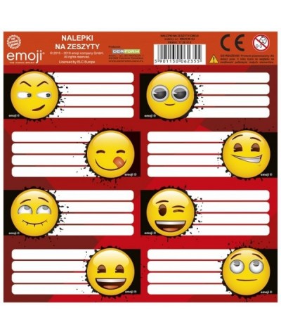 Naklejki na zeszyty Emoji w emotikony żółte buźki Derform MIX