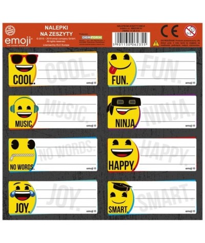 Naklejki na zeszyty Emoji w emotikony żółte buźki Derform MIX