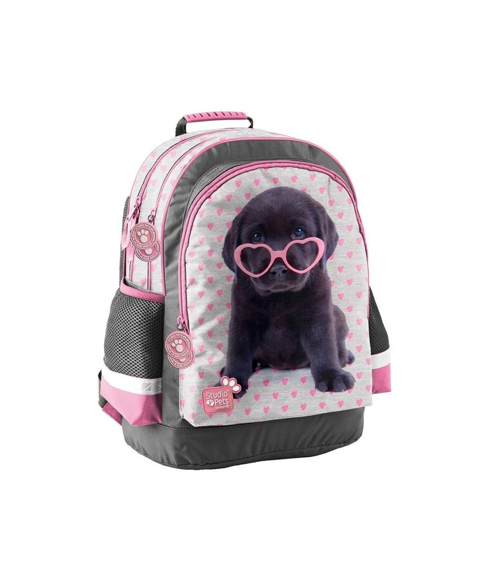 Plecak z pieskiem w okularach do klas 1-3 PASO Studio Pets