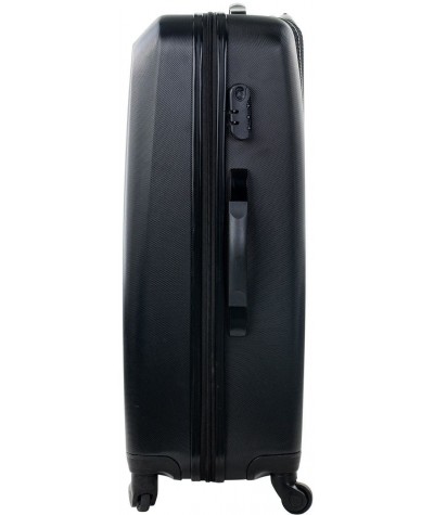 Walizka na kółkach HI-TEC ABS 72L średnia czarna elegancka biznesowa BOK