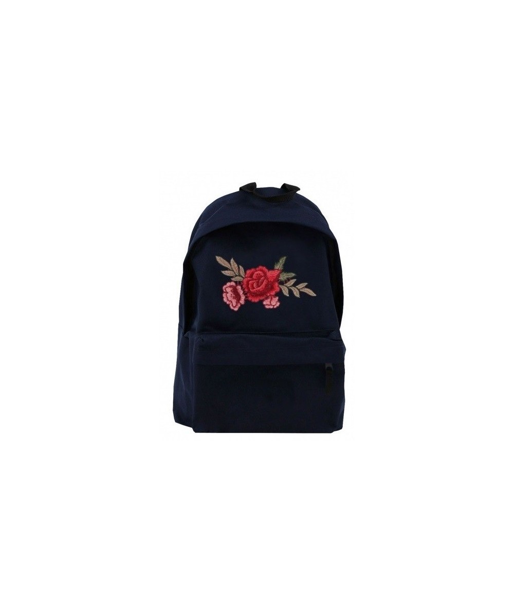 Plecak miejski z czerwoną różą - haftowana naszywka dla dziewczyny
