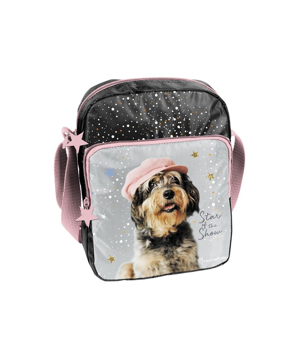 Czarna mała torebka na ramię PASO pies w czapce DOG