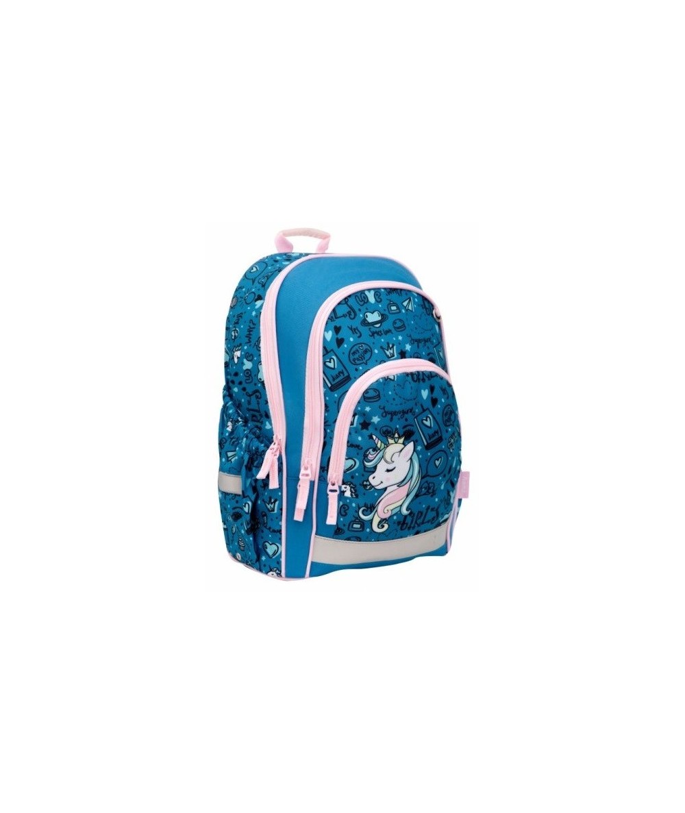 Plecak szkolny HAMA BLUE UNICORN niebieski z jednorożcem do 1 klasy