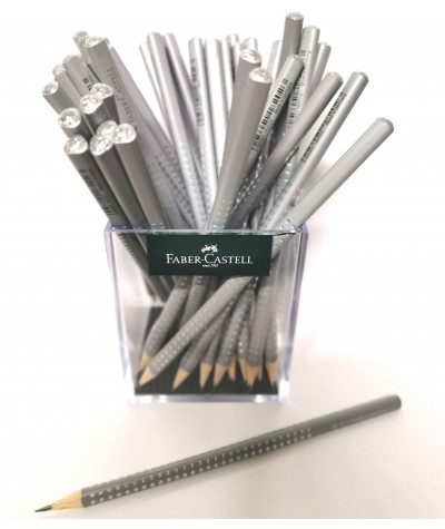 Ołówki Faber-Castell szary w kropki z brokatem