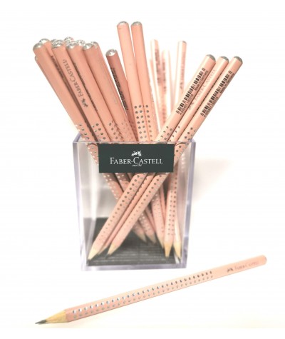 Ołówki Faber-Castell różowy z brokatem srebrne kropeczki