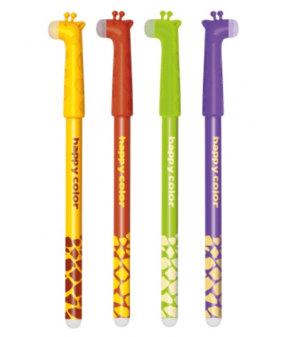 Długopis zmazywalny uszatki KOLOROWE ŻYRAFY M&G Happy Color