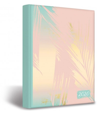 Kalendarz książkowy 2020 damski BRULION A5 LIŚCIE pastelowy