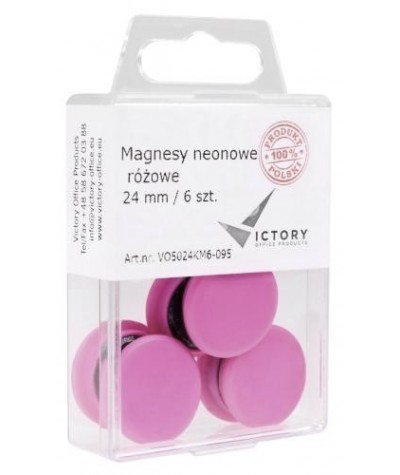 Magnesy do tablic na lodówkę pastelowe 24mm 6 sztuk różowe