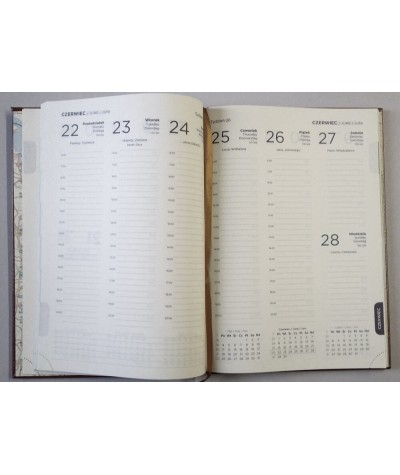 Kalendarz książkowy 2020 tygodniowy B5 GRANAT twarda oprawa eko skóra