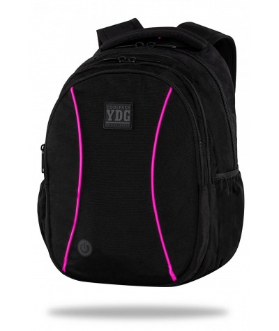 Młodzieżowy plecak świecący LED JOY L COOLPACK czarny z różowym ledem