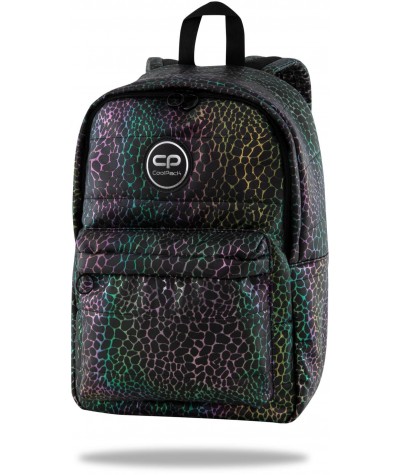 Pikowany plecak czarny holograficzny CoolPack Ruby Leather Glam