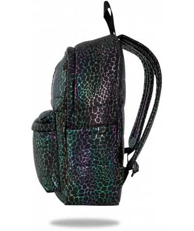 Pikowany plecak czarny holograficzny CoolPack Ruby Leather Glam