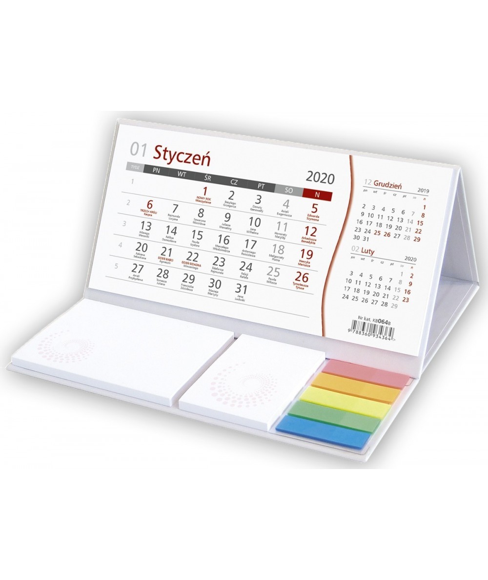 Kalendarz 2020 biurkowy stojący z notesem