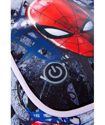 Świecący plecak szkolny LED Spiderman szary dla chłopca CoolPack Joy S