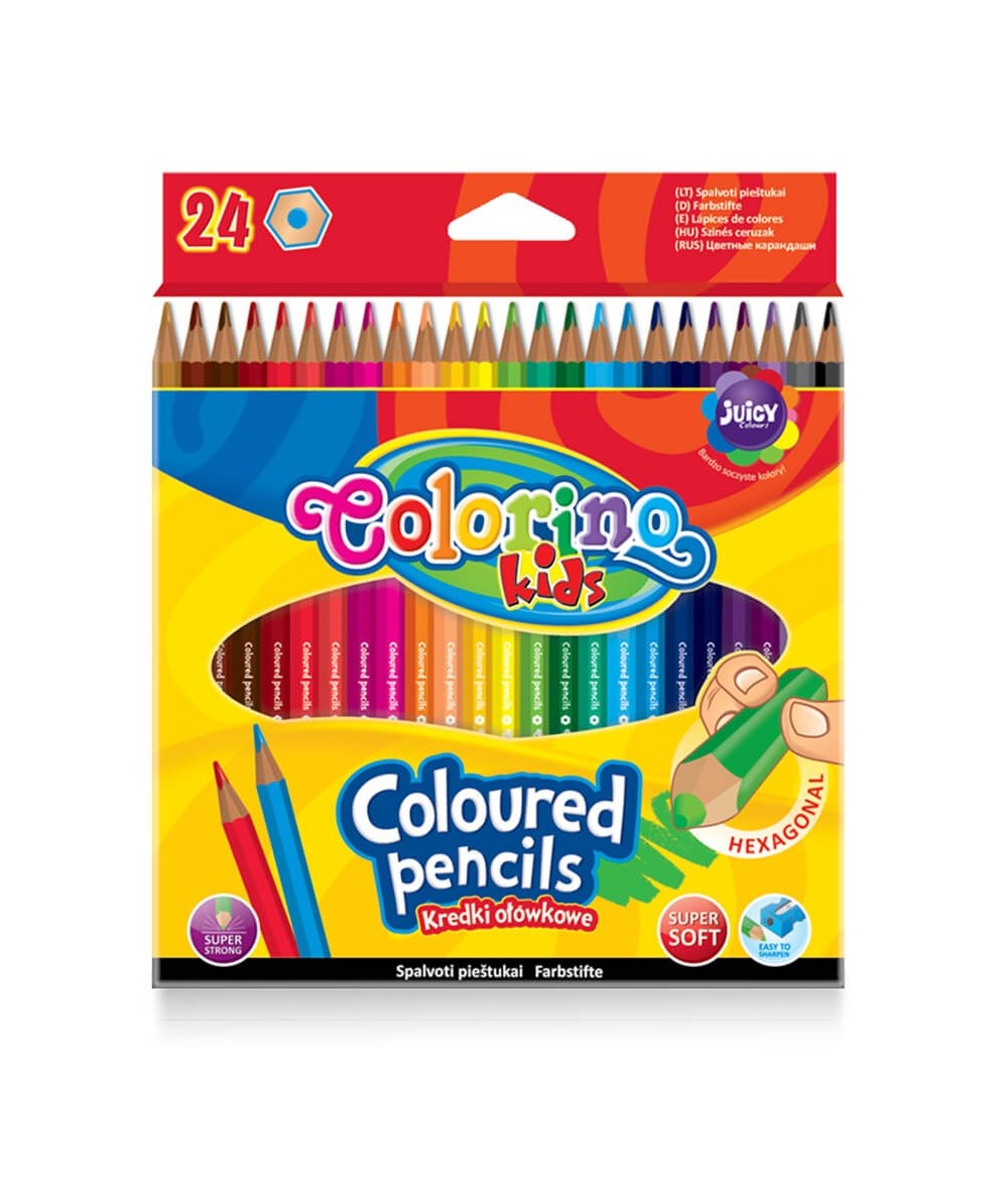 kredki ołówkowe colorino heksagonalne 24 kolory dla dzieci