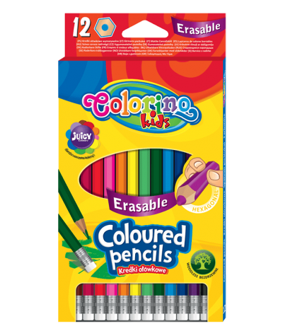 kredki wymazywalne dla dzieci 12 kolorów colorino kids