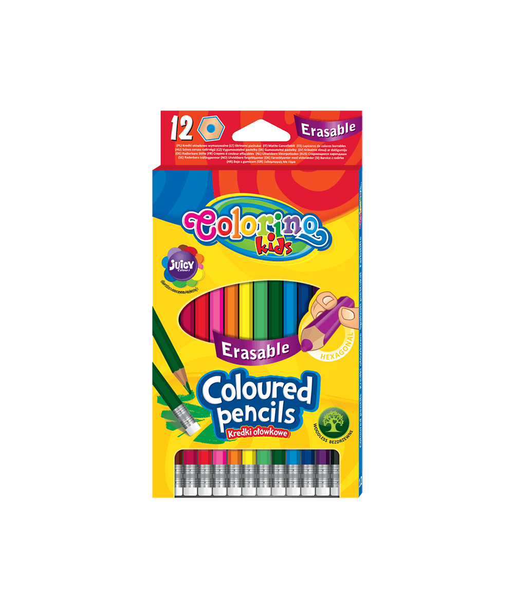 kredki wymazywalne dla dzieci 12 kolorów colorino kids