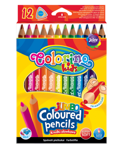 kredki ołówkowe JUMBO Colorino Kids dla dzieci trójkątne 12 kolorów