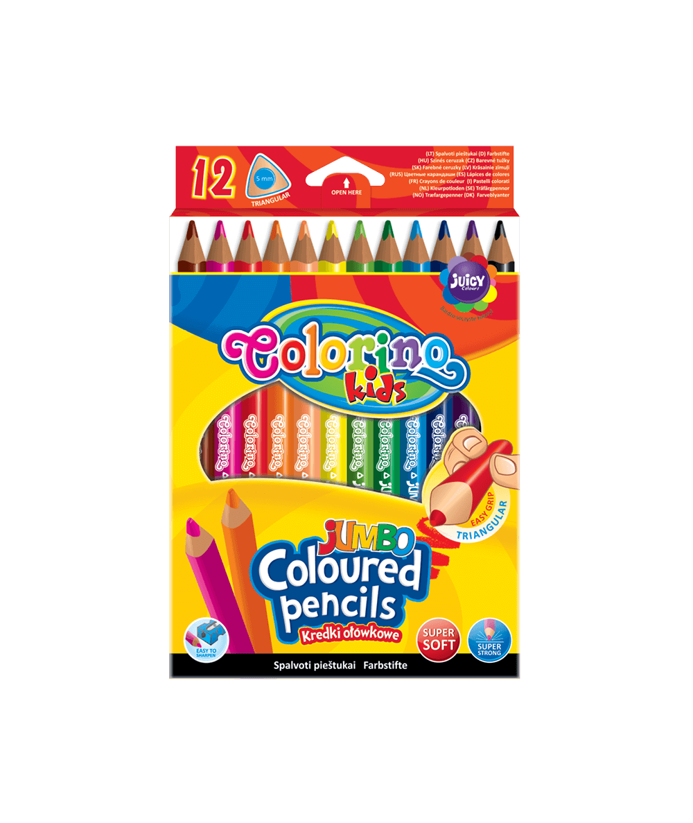 kredki ołówkowe JUMBO Colorino Kids dla dzieci trójkątne 12 kolorów