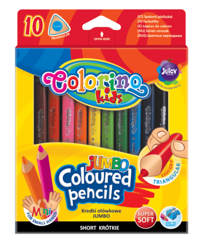 kredki trójkątne dla dzieci JUMBO Colorino Kids 10 kolorów