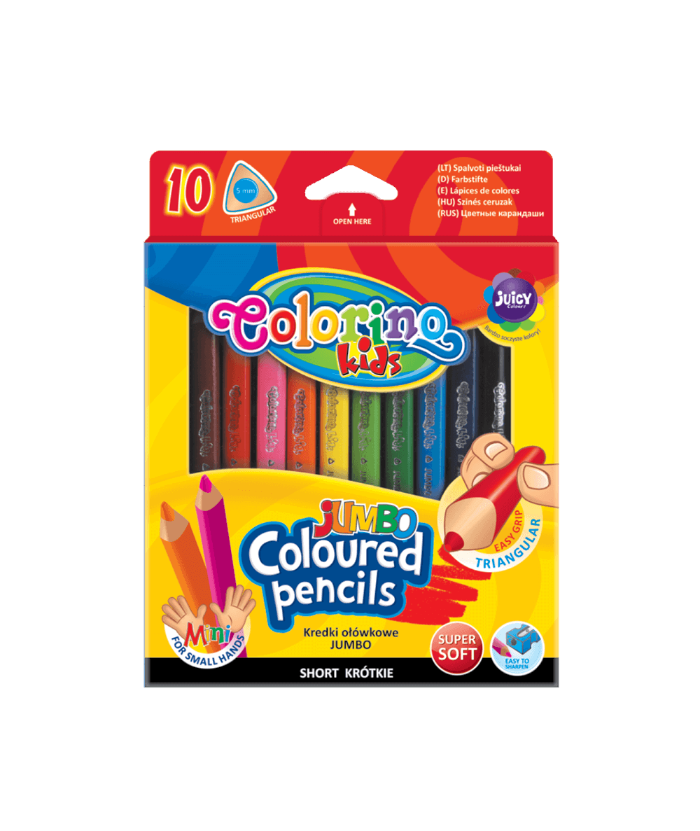 kredki trójkątne dla dzieci JUMBO Colorino Kids 10 kolorów