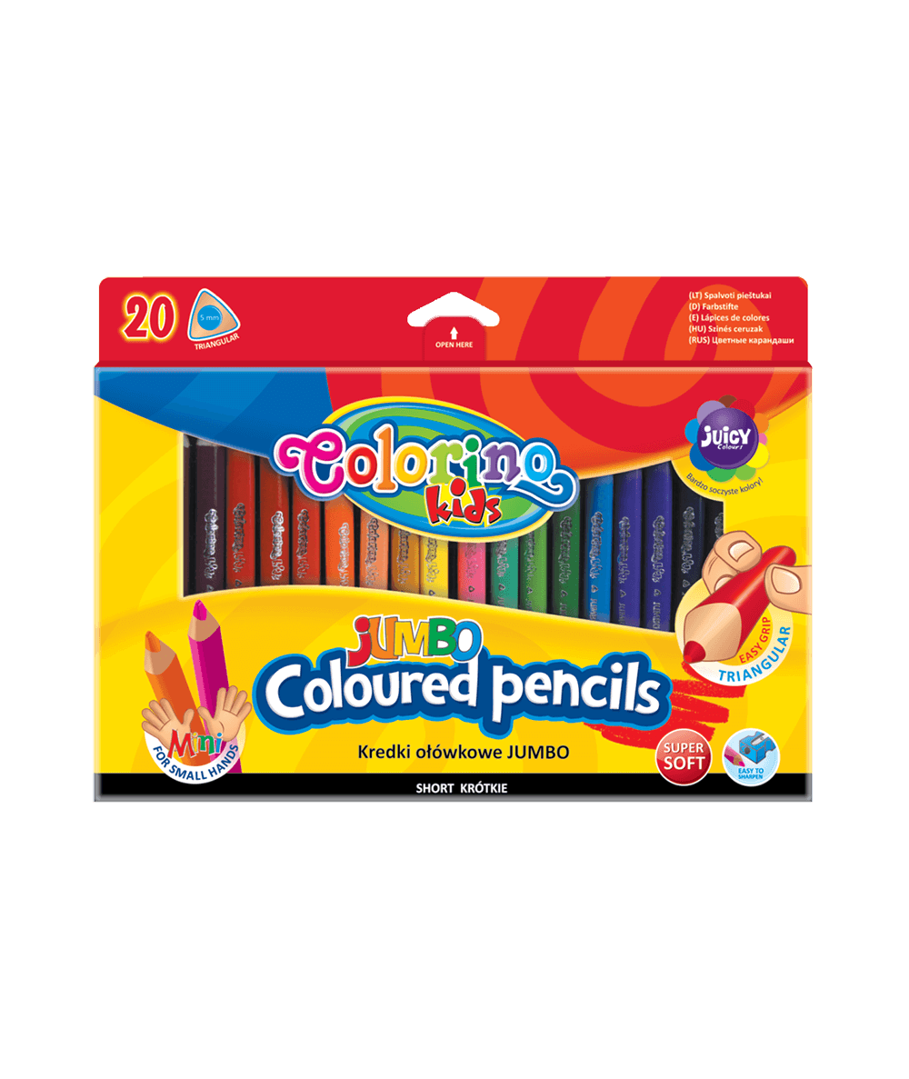 kredki trójkątne JUMBO 20 kolorów Colorino Kids dla dzieci