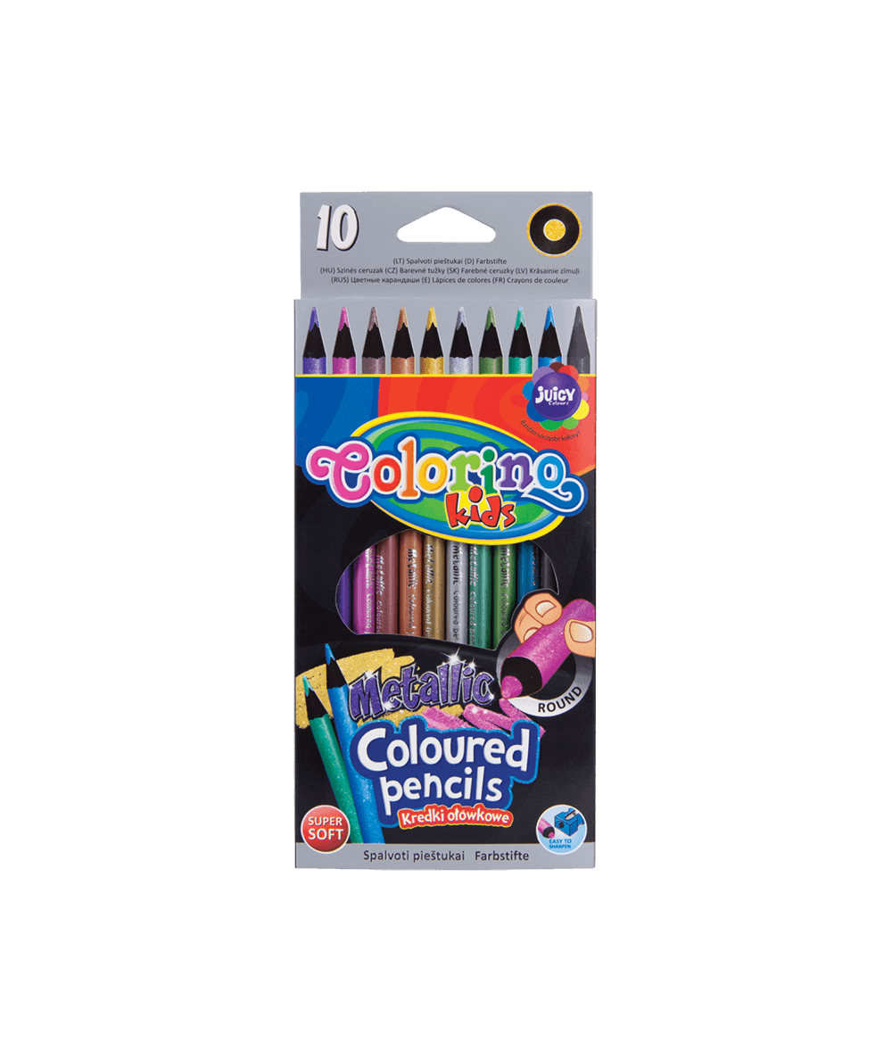 kredki metaliczne ołówkowe okrągłe Colorino Kids dla dzieci
