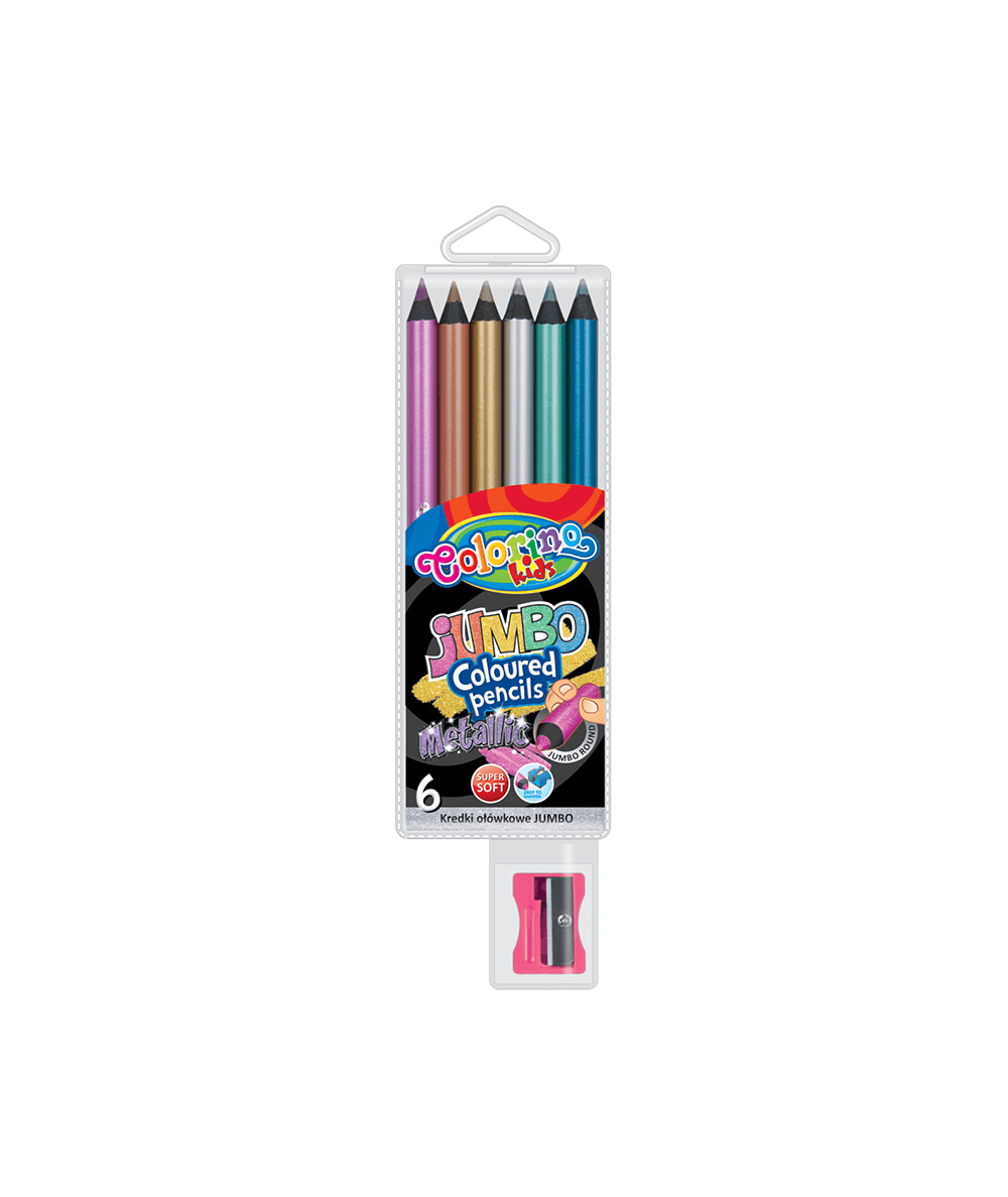 kredki ołówkowe okrągłe JUMBO 6 kolorów Colorino długie dla dzieci